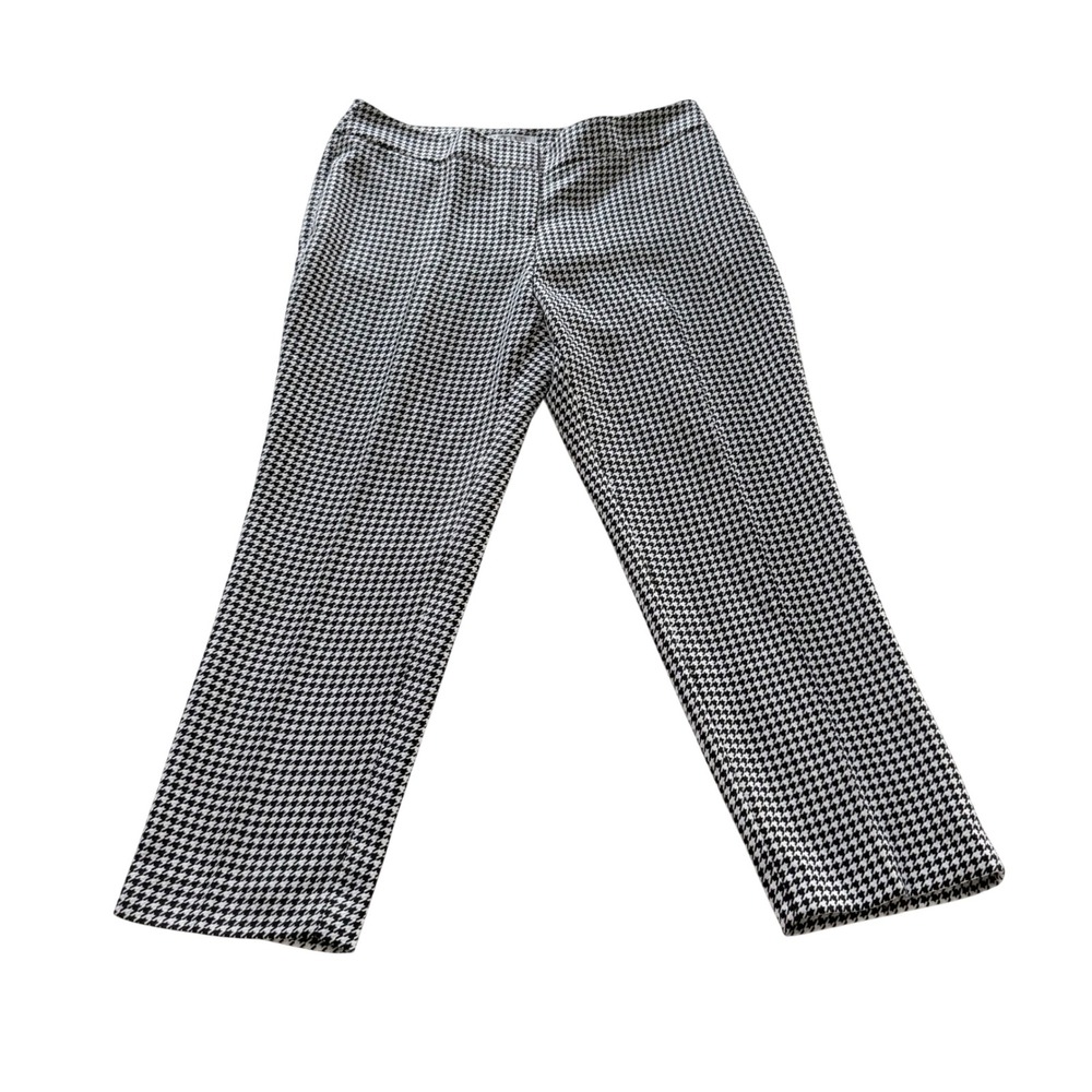 Kasper Dress Pants Women 14P Black White Houndstooth Straight Leg Petite